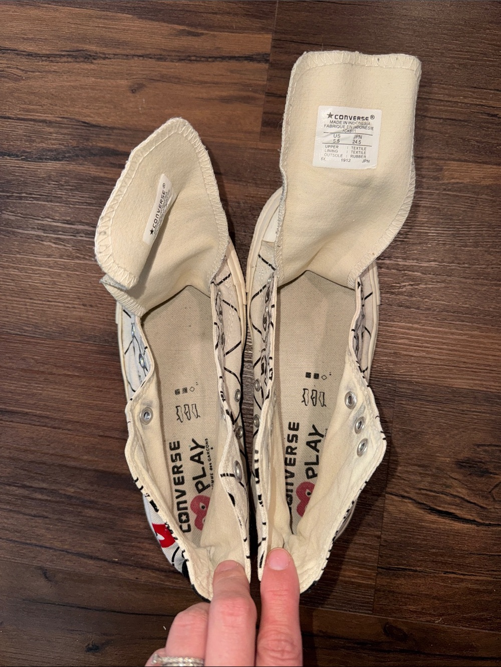 COMME des GARÇONS PLAY x Converse Chuck 70 Heart Print Sneakers Size 5.5 - Picture 11 of 13